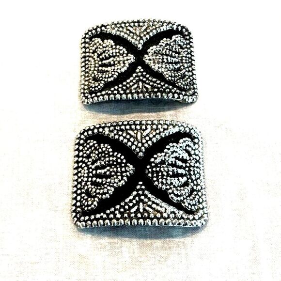 Beautiful Studded Silver work buckles, Vintage - Picture 1 of 2